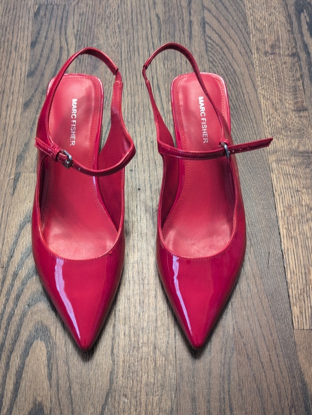 Marc Fisher Red Patent Slingback Pointed-Toe Pumps